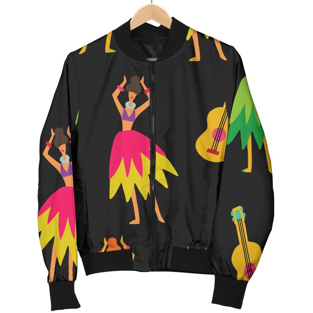 Hula Dancers Hawaiian Girl Pattern Print Design 03 Men Bomber Jacket