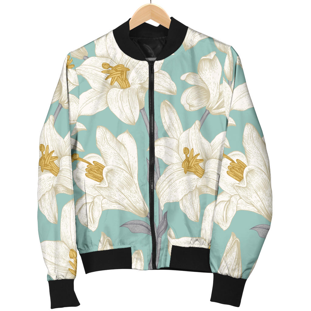 Lily Pattern Print Design 02 Men Bomber Jacket