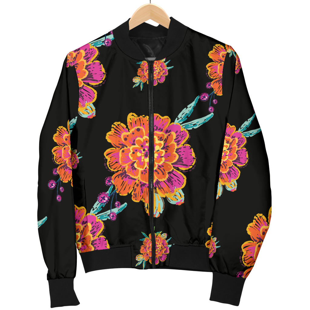 Marigold Pattern Print Design 01 Men Bomber Jacket