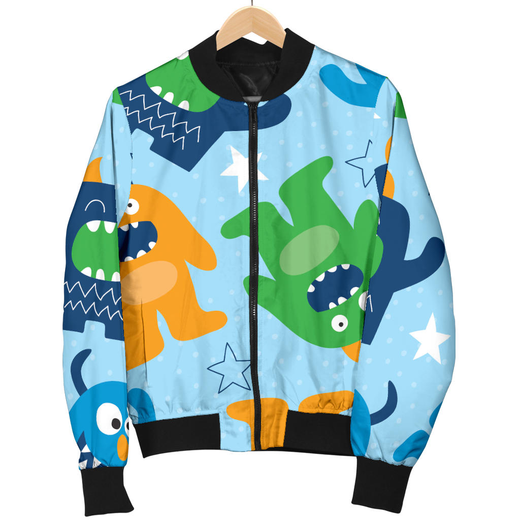 Monster Cartoon Pattern Print Design 04 Men Bomber Jacket