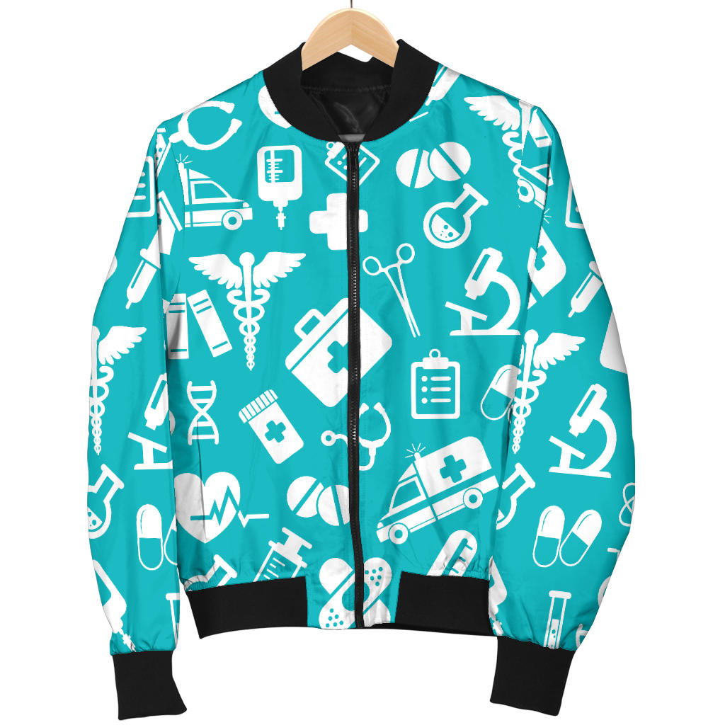 Medical Pattern Print Design 04 Men Bomber Jacket