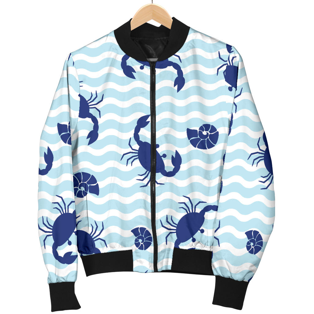 Crab Pattern Print Design 04 Men Bomber Jacket