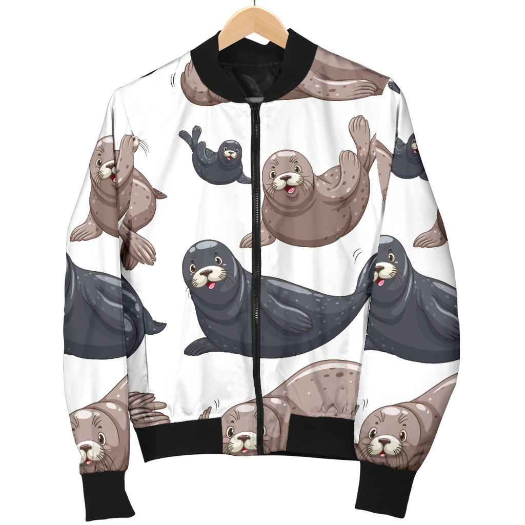 Sea Lion Pattern Print Design 02 Men Bomber Jacket