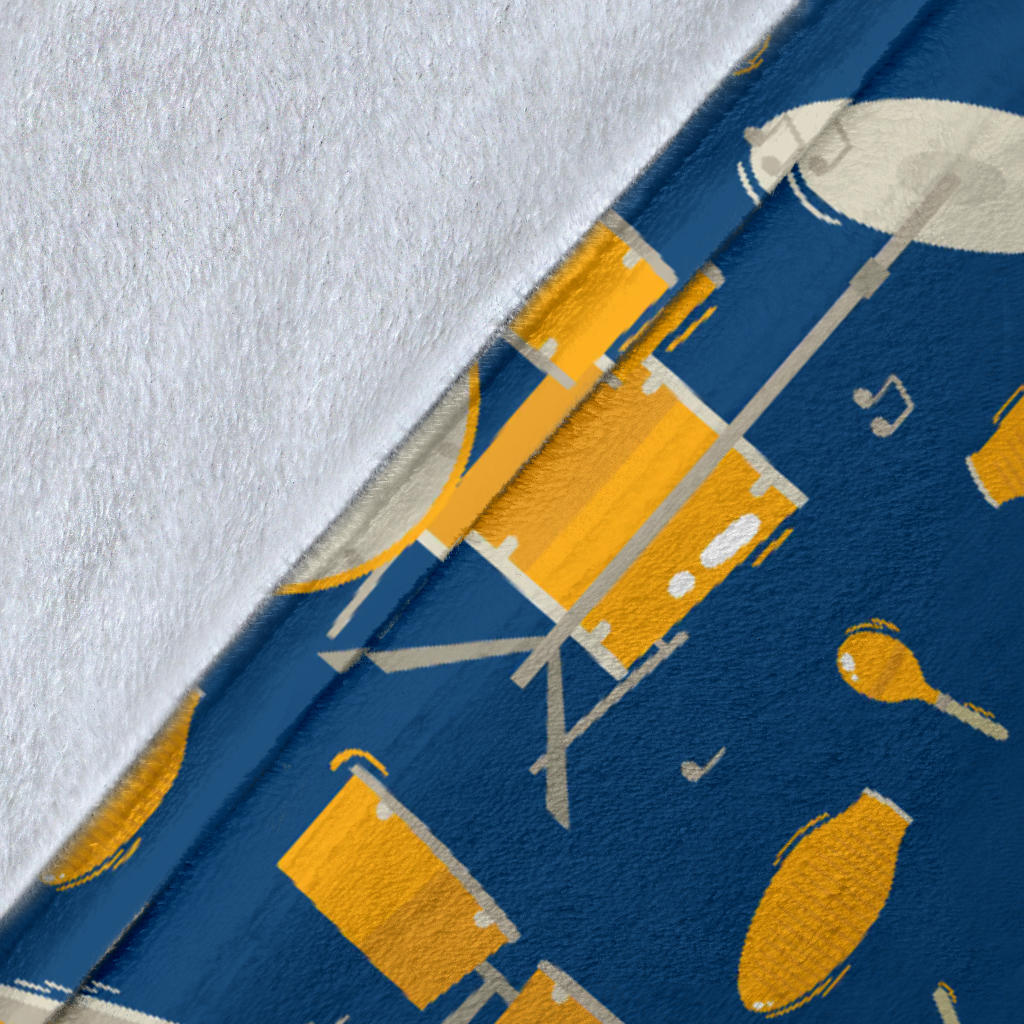 Drum Set Pattern Print Design 03 Premium Blanket