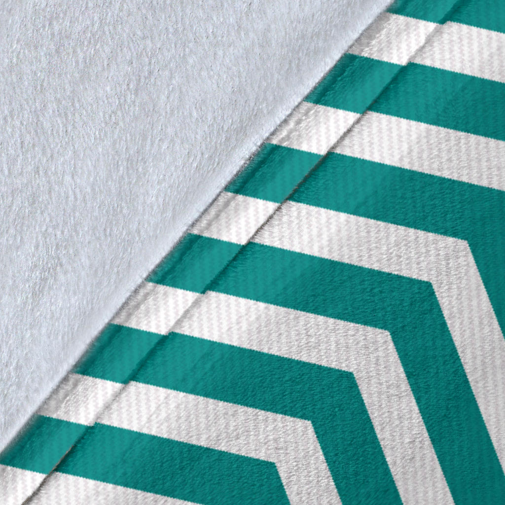 Chevron Teal Pattern Print Design 02 Premium Blanket