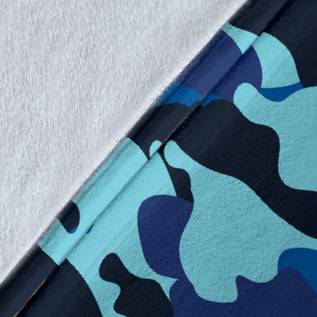 Camo Blue Pattern Print Design 04 Premium Blanket