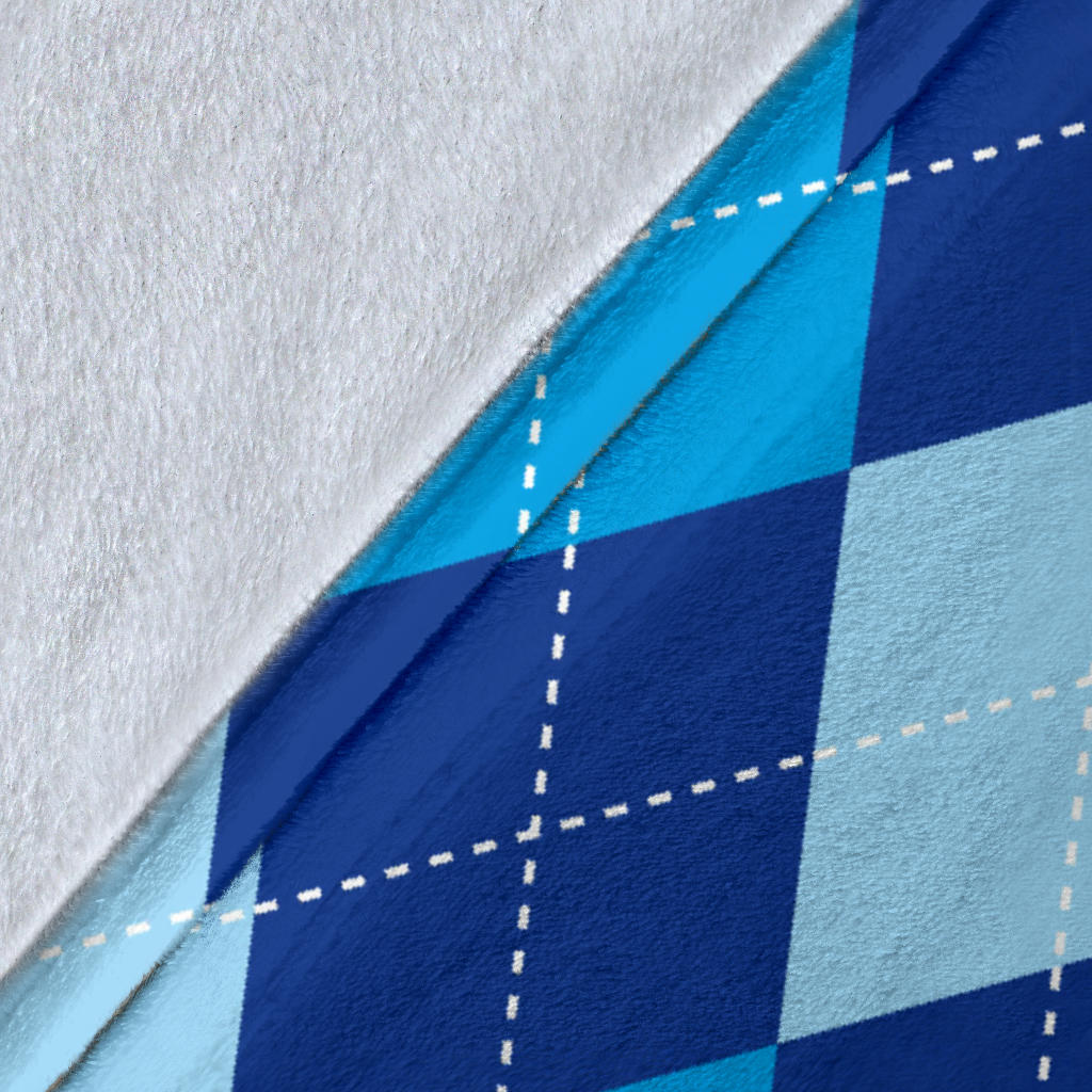 Argyle Blue Pattern Print Design 02 Premium Blanket