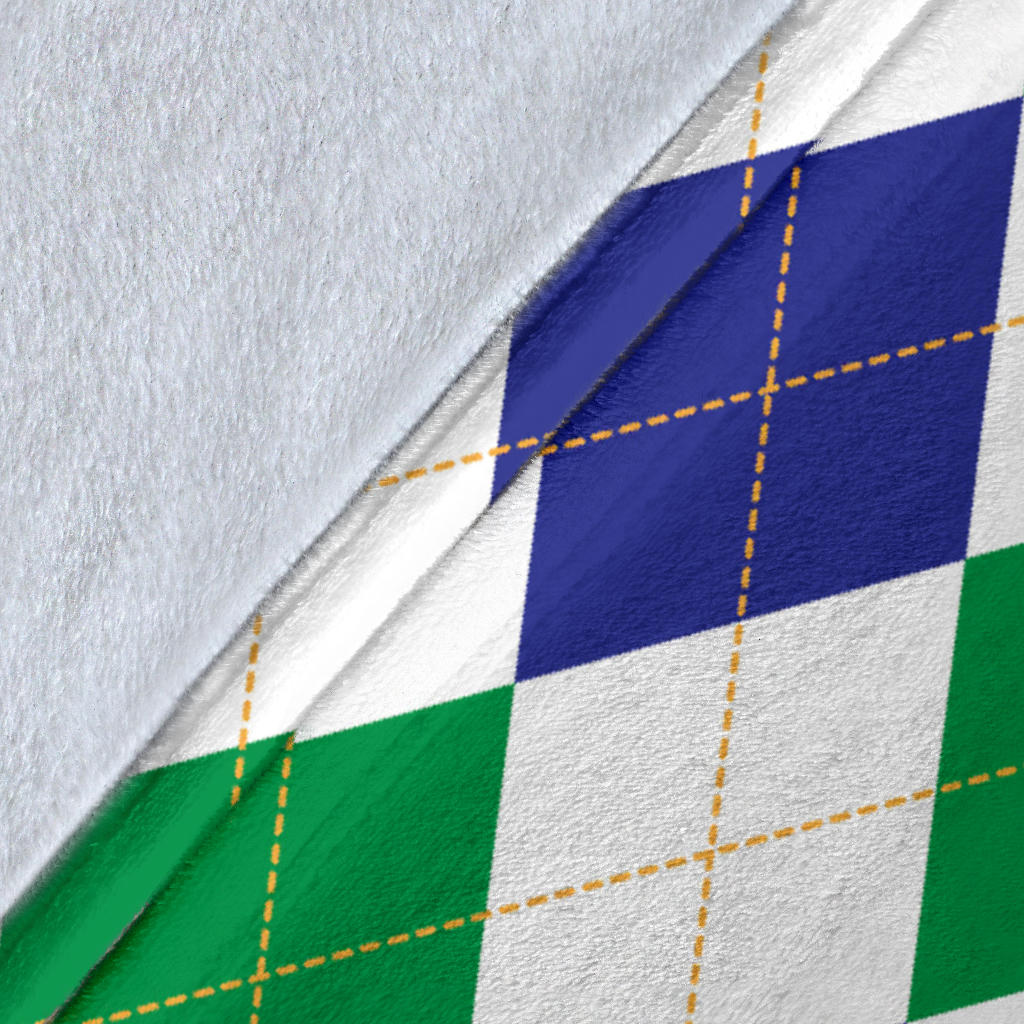 Argyle Green Blue Pattern Print Design 03 Premium Blanket