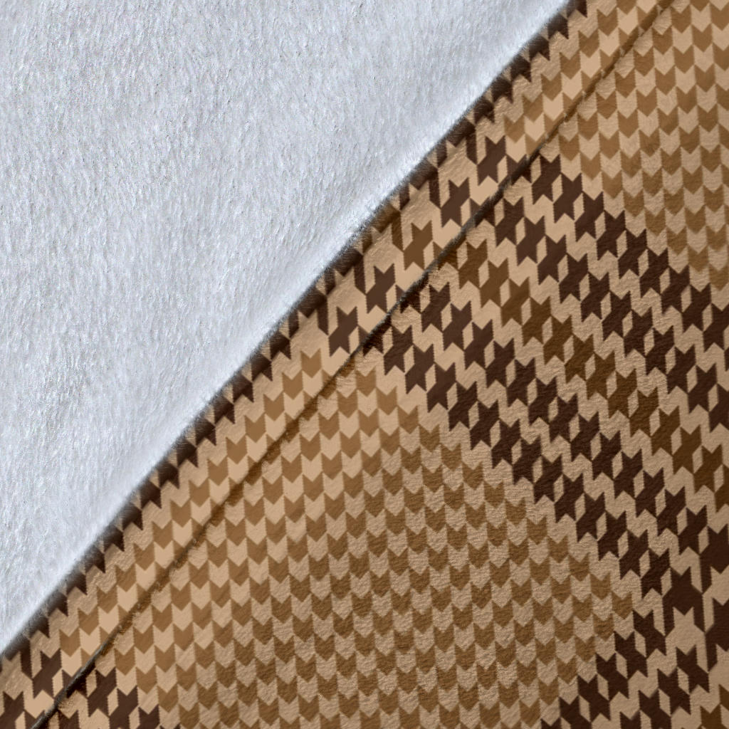 Houndstooth Brown Pattern Print Design 04 Premium Blanket