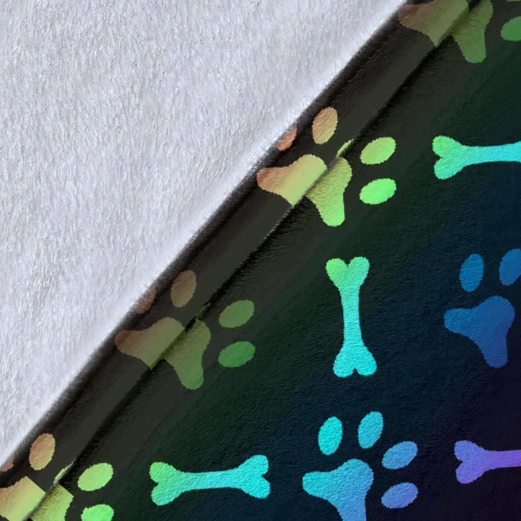 Paw Rainbow Pattern Print Design A01 Premium Blanket