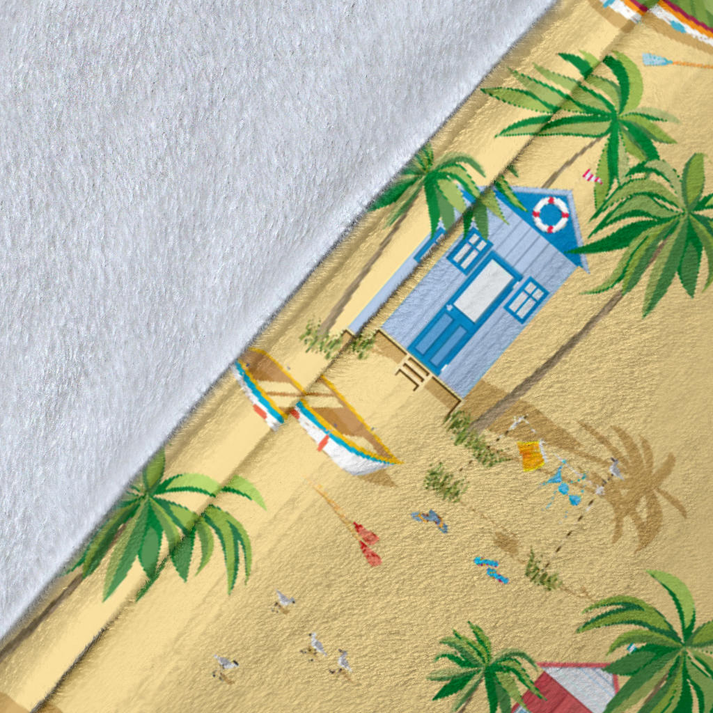 Beach Themed Pattern Print Design 01 Premium Blanket
