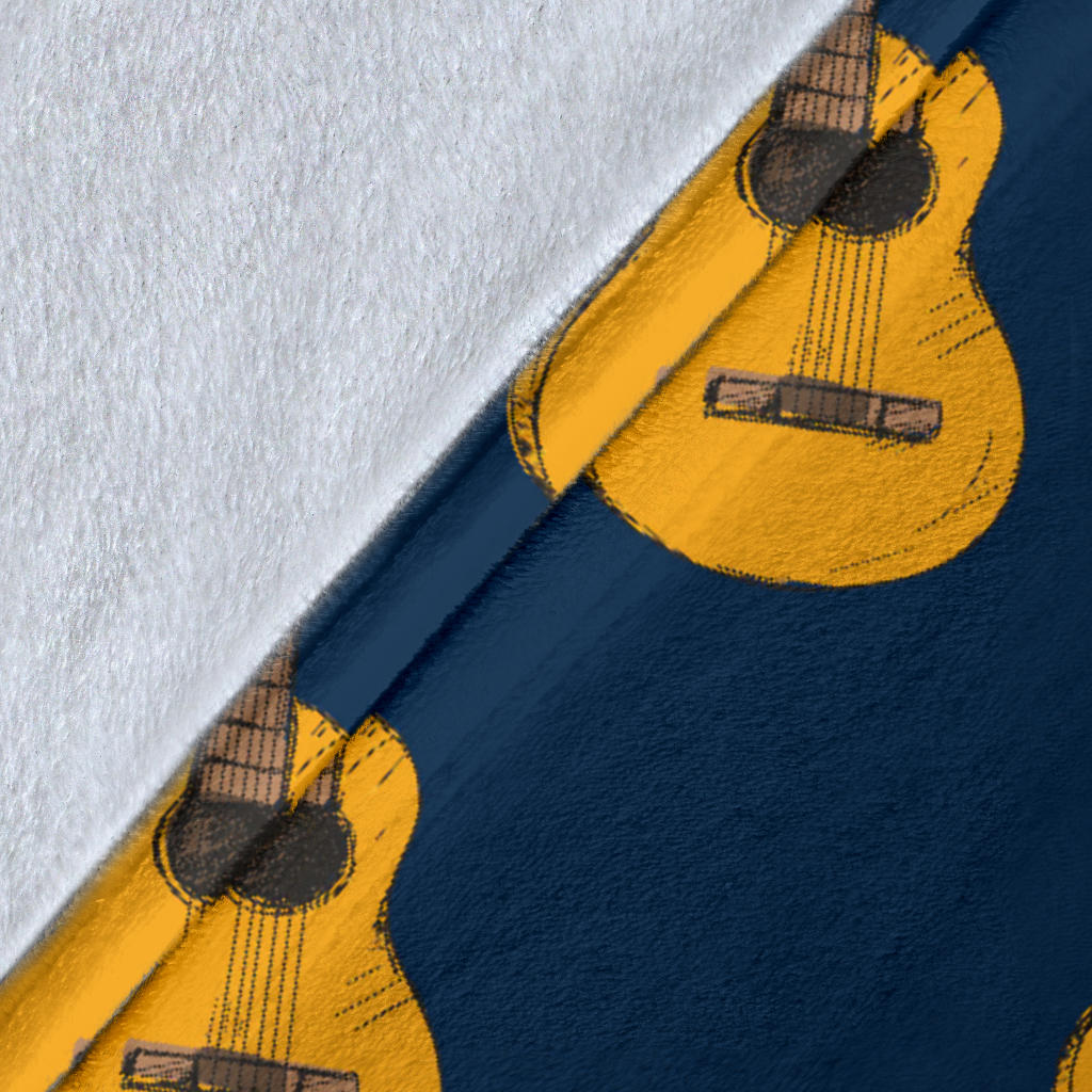 Acoustic Guitar Pattern Print Design 04 Premium Blanket