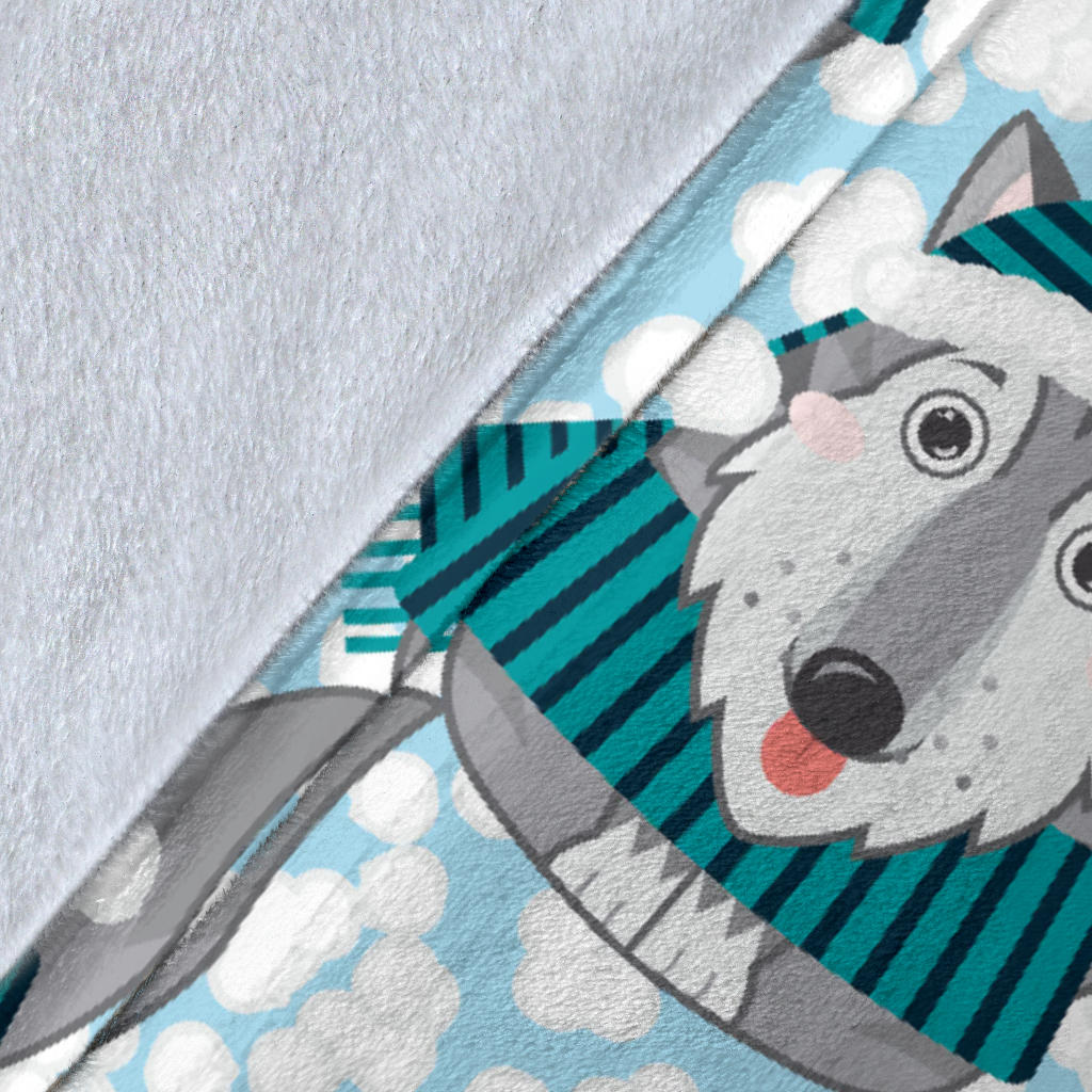 Alaskan Malamute Pattern Print Design 01 Premium Blanket
