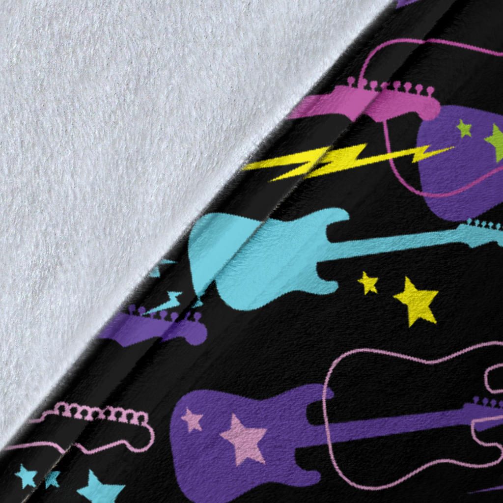 Electric Guitar Pattern Print Design 02 Premium Blanket