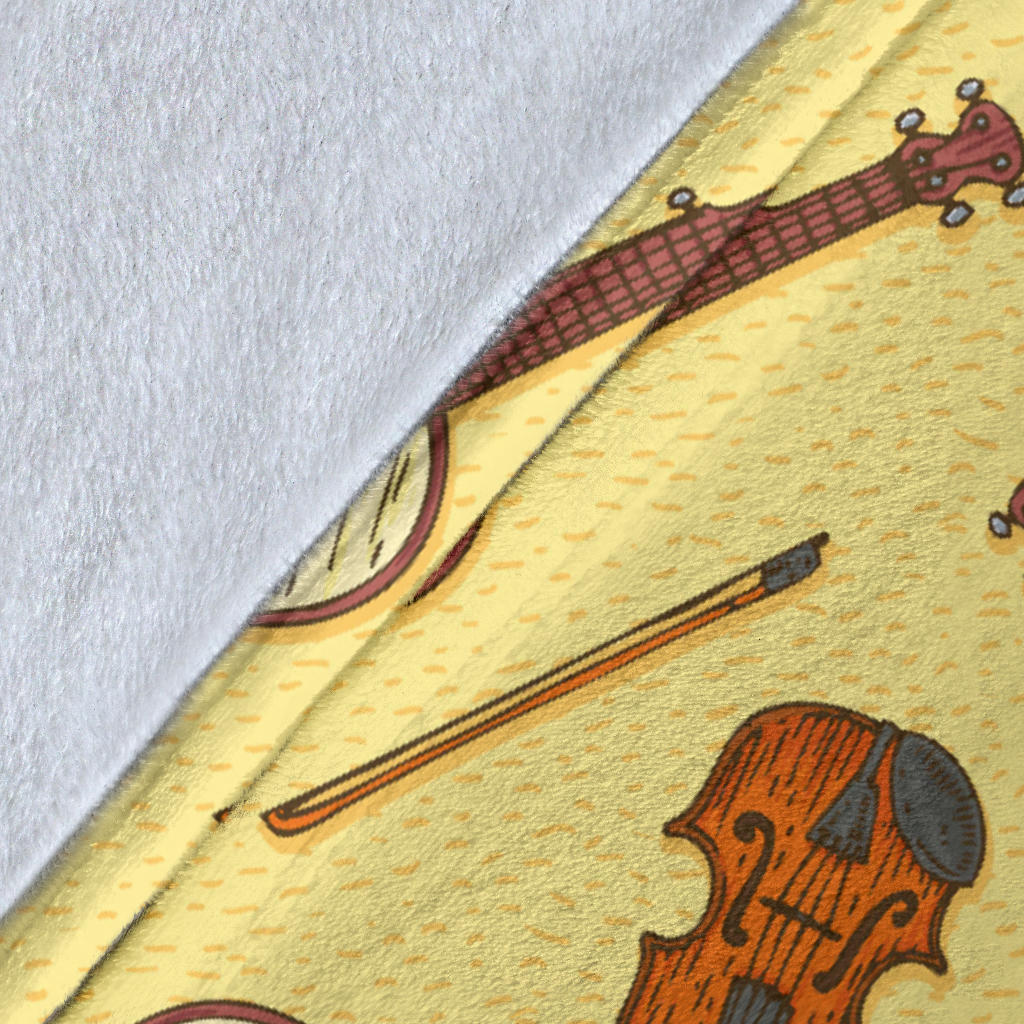 Banjo Violin Pattern Print Design 01 Premium Blanket