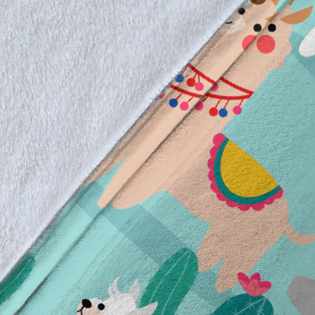 Llama Cactus Pattern Print Design 08 Premium Blanket