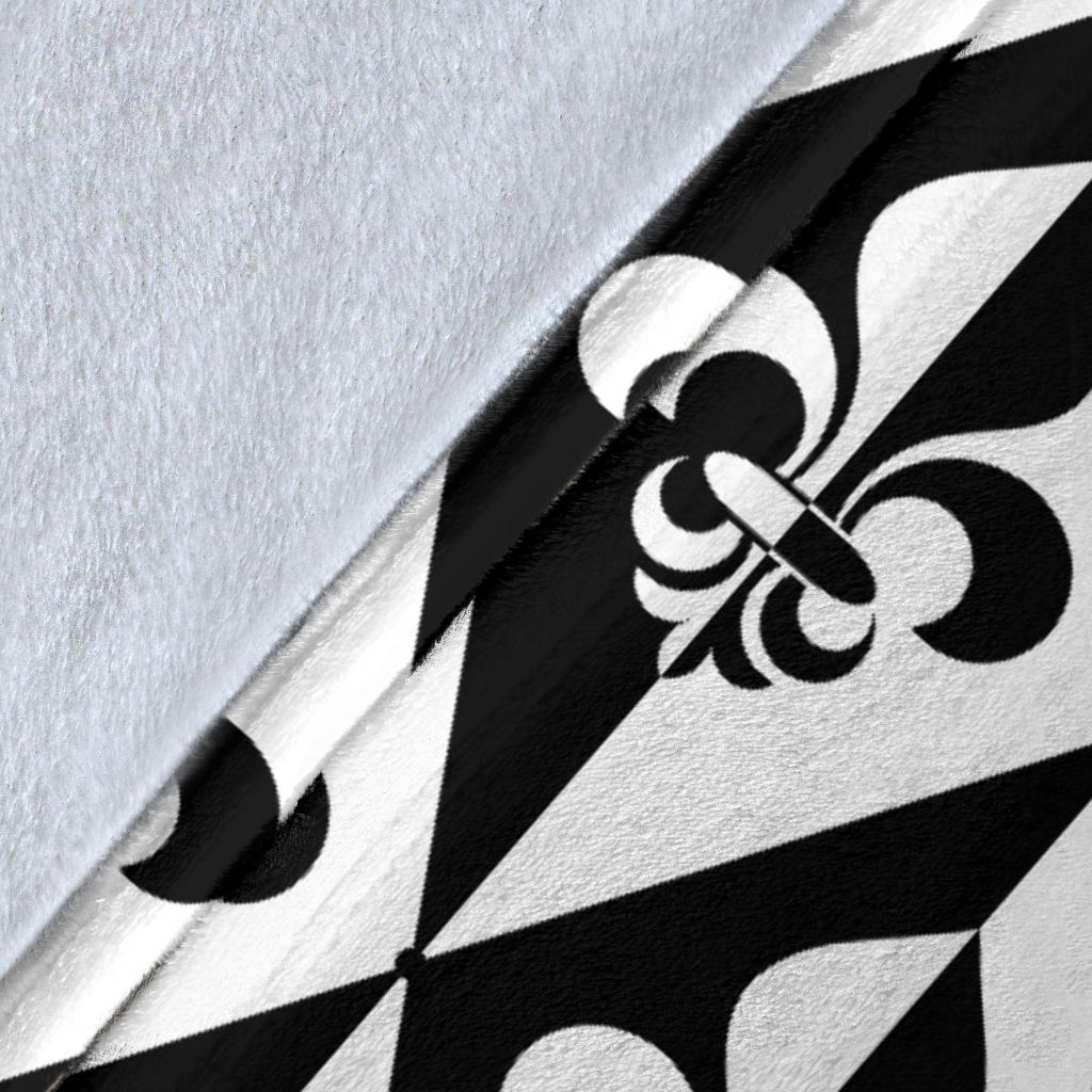 Fleur De Lis Black White Pattern Print Design 02 Premium Blanket