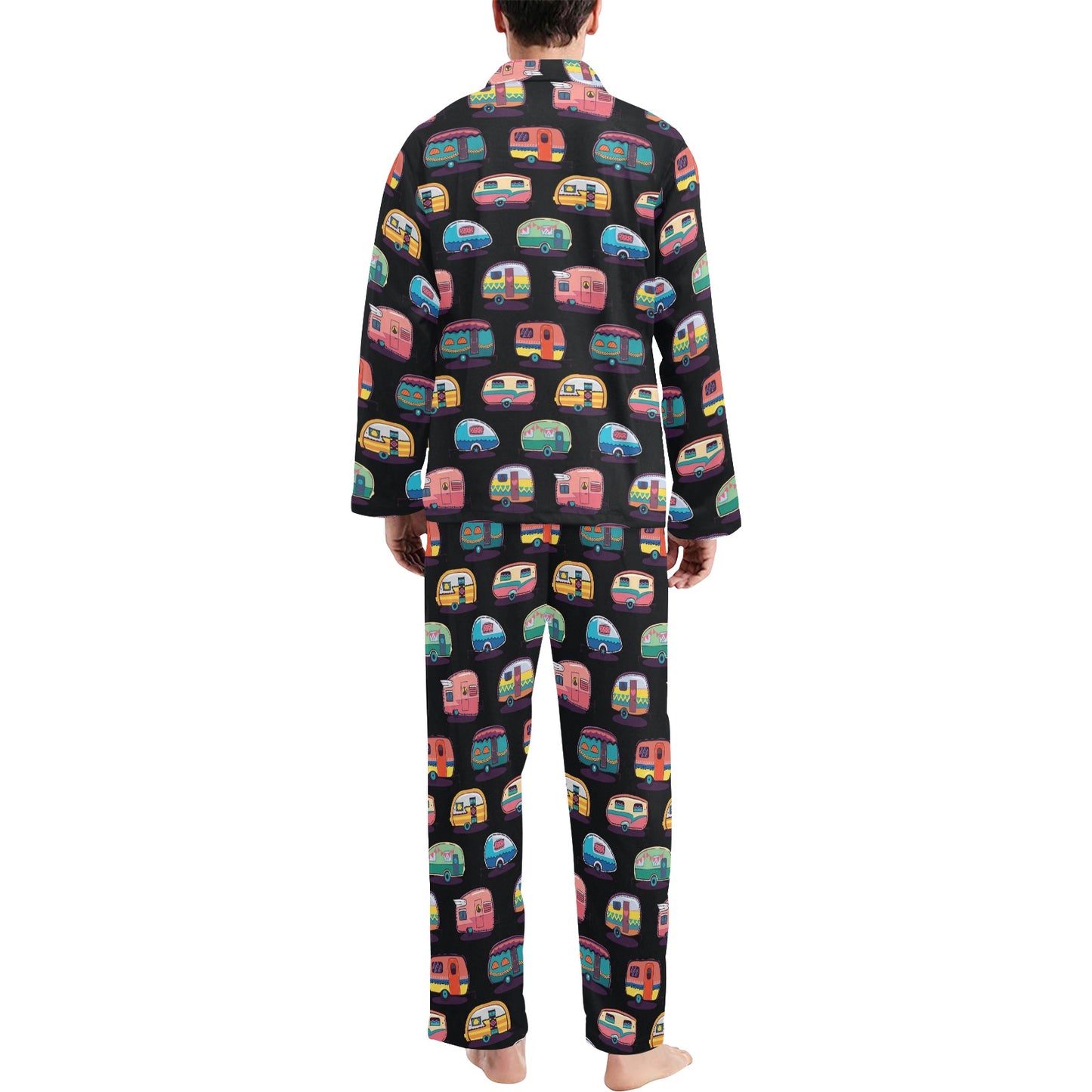 Camper Camping Pattern Men's Long Pajama Set