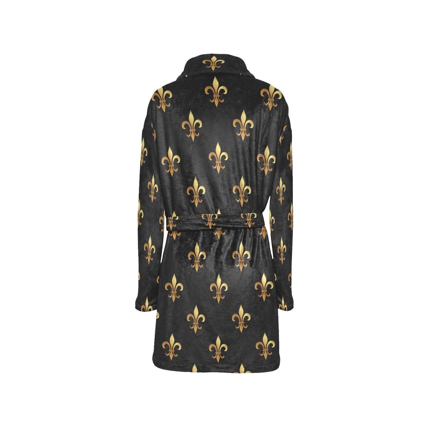 Fleur De Lis Gold Pattern Print Design 03 Women's Fleece Robe