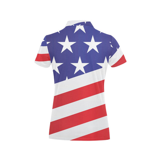 American flag Print Women's Polo Shirt