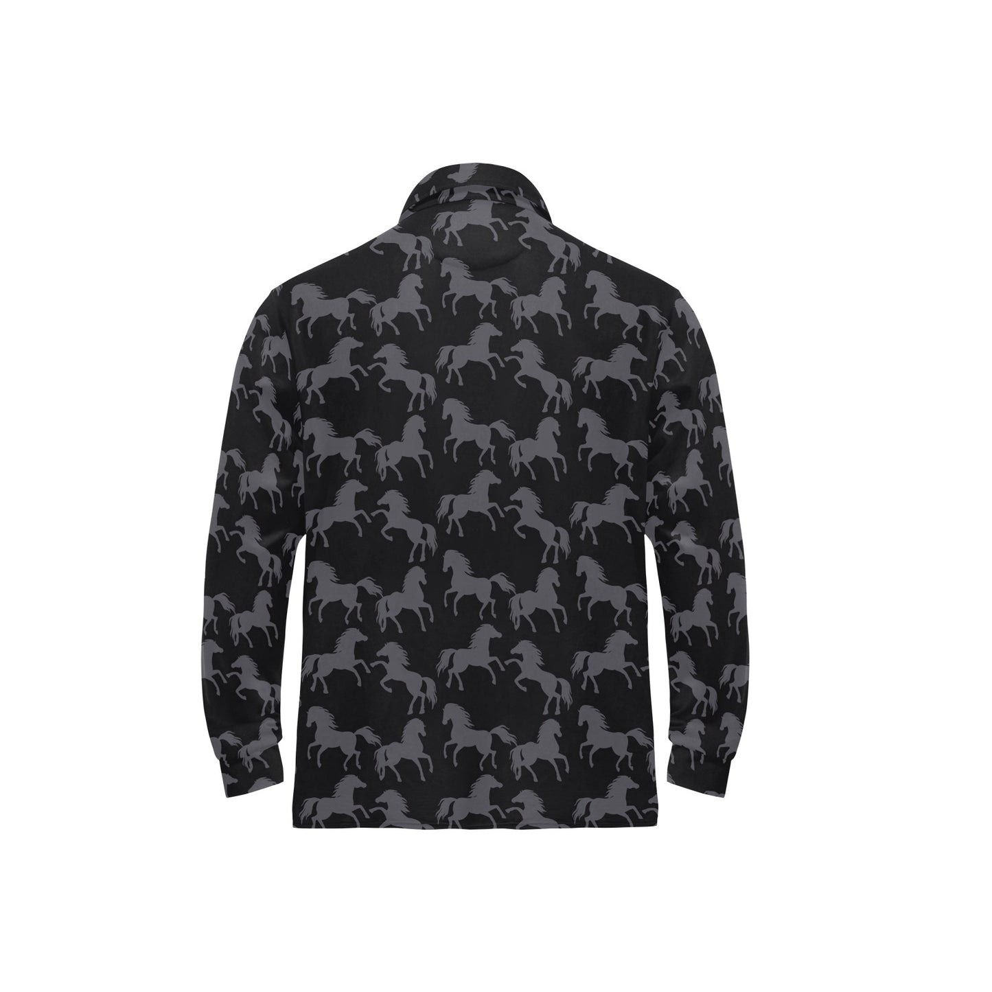 Horse Print Design LKS305 Long Sleeve Polo Shirt For Men's