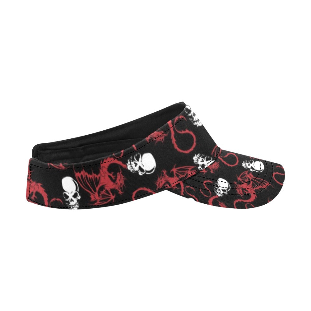 Skull With Red Dragon Print Design LKS304 Unisex Sun Visor