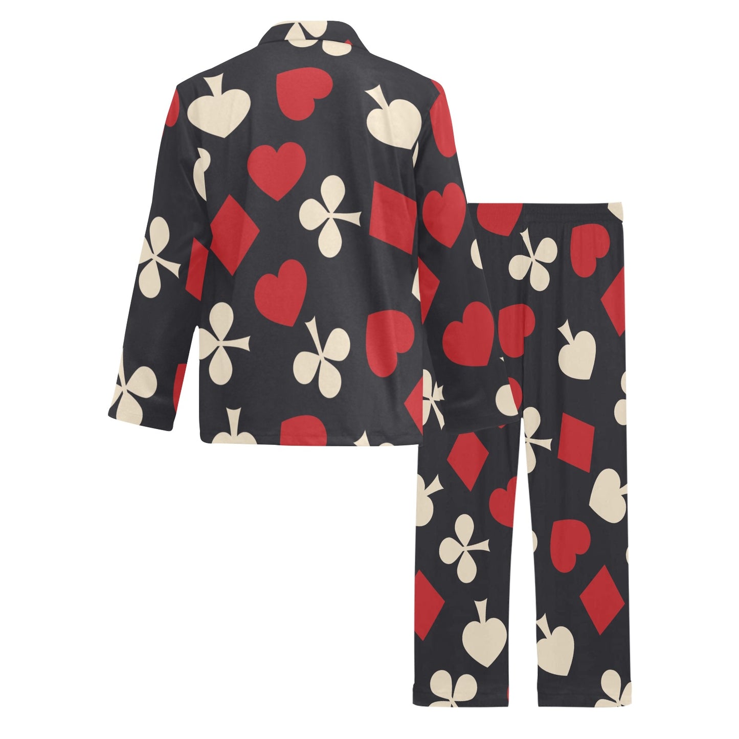 Poker Cards Pattern Print Design A02 Men's Long Pajama Set