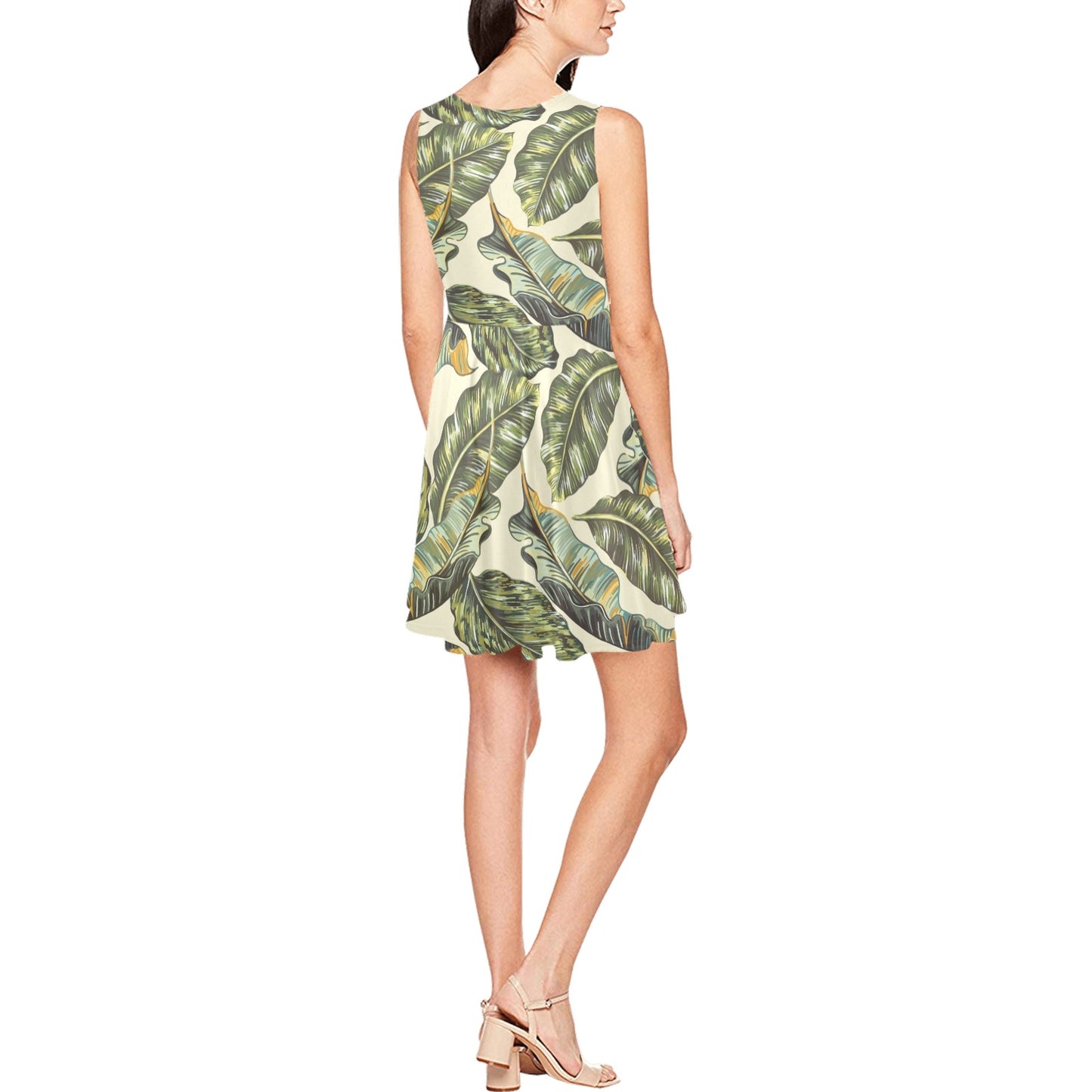 Banana Leaf Pattern Print Design BL08 Sleeveless Dress
