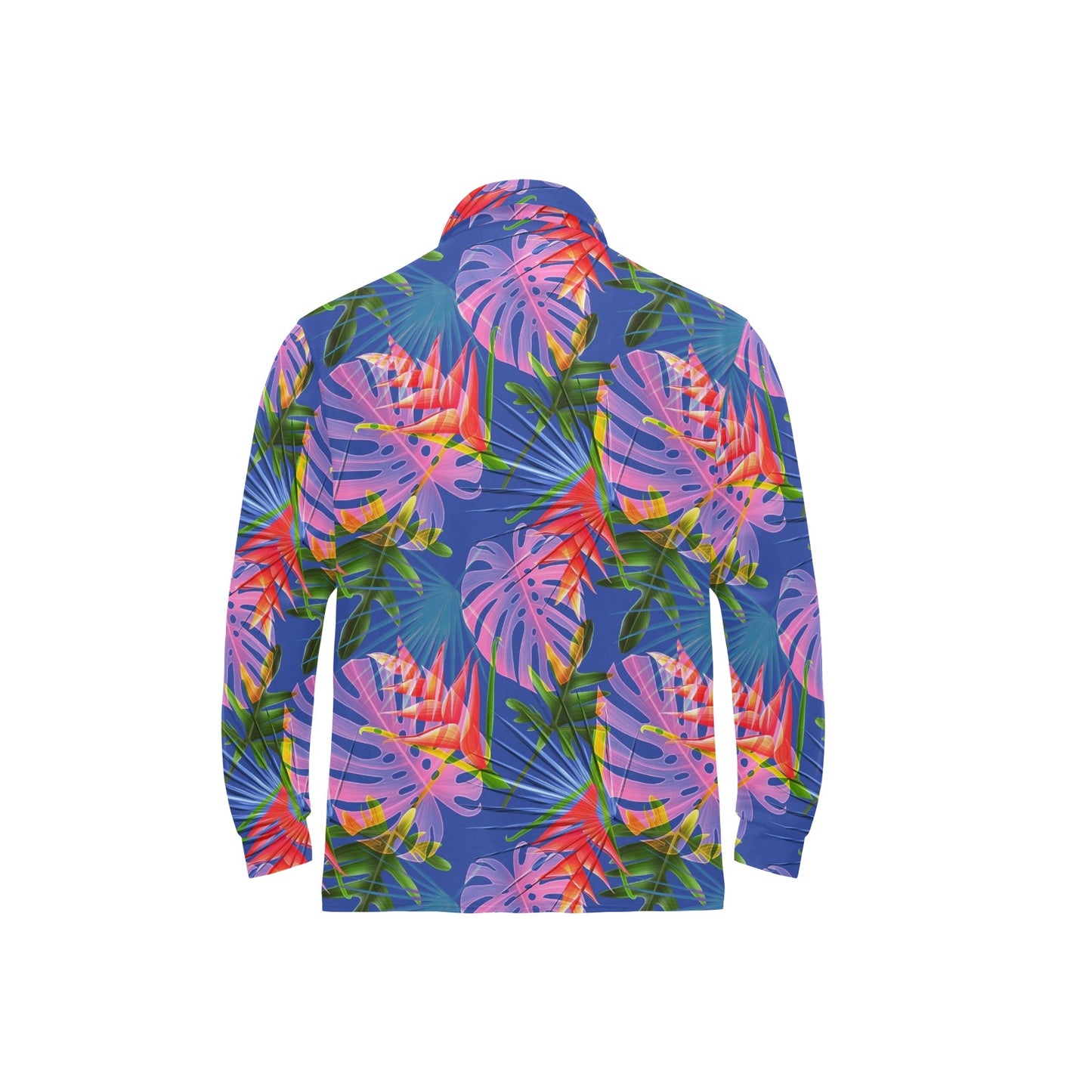 Tropical Flower Pattern Print Design TF025 Long Sleeve Polo Shirt For Men's