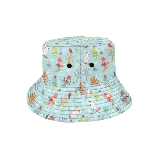 Ski Fox Cute Print Design LKS303 Unisex Bucket Hat