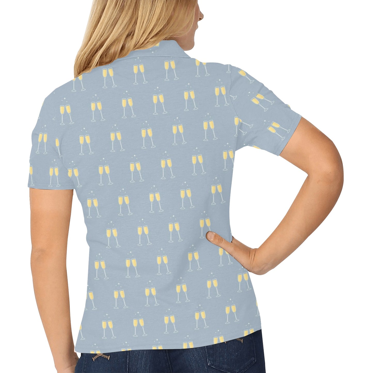 Champagne Pattern Print Design 03 Women's Polo Shirt