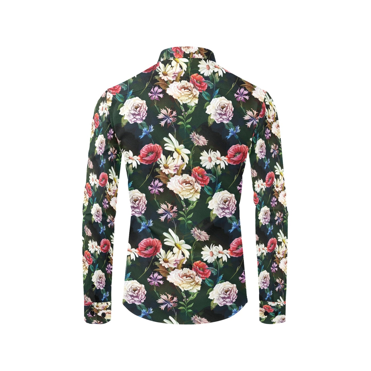 Summer Floral Print Design LKS303 Men's Long Sleeve Dress Shirt