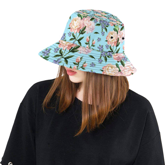 Peony Pattern Print Design PE02 Unisex Bucket Hat