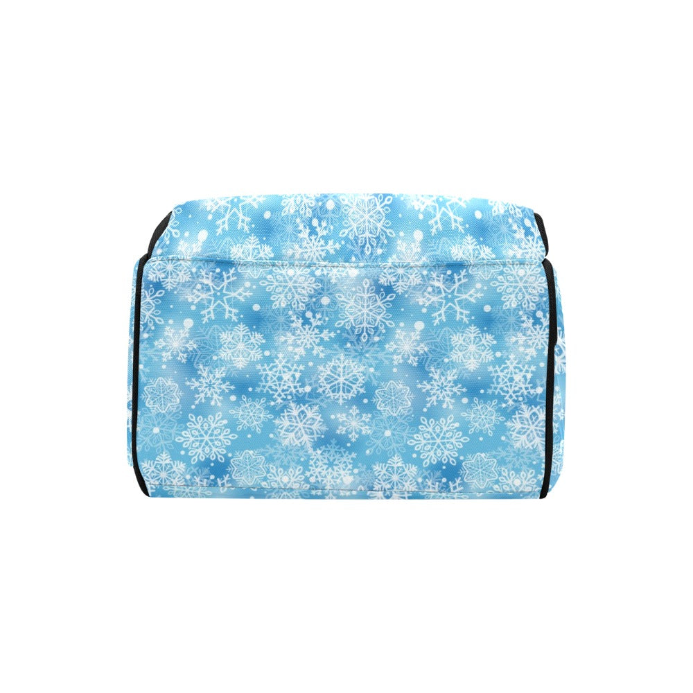 Snowflake Blue Print Design LKS301 Diaper Bag Backpack