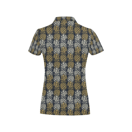 Pineapple Print Design Pattern Women's Polo Shirt