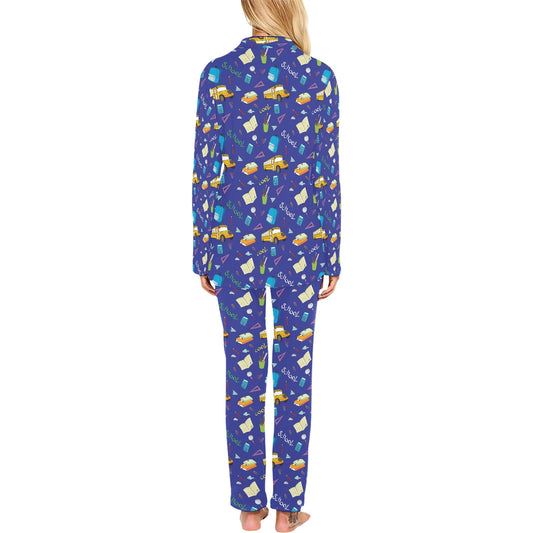 School Bus Print Design LKS307 Women's Long Pajama Set