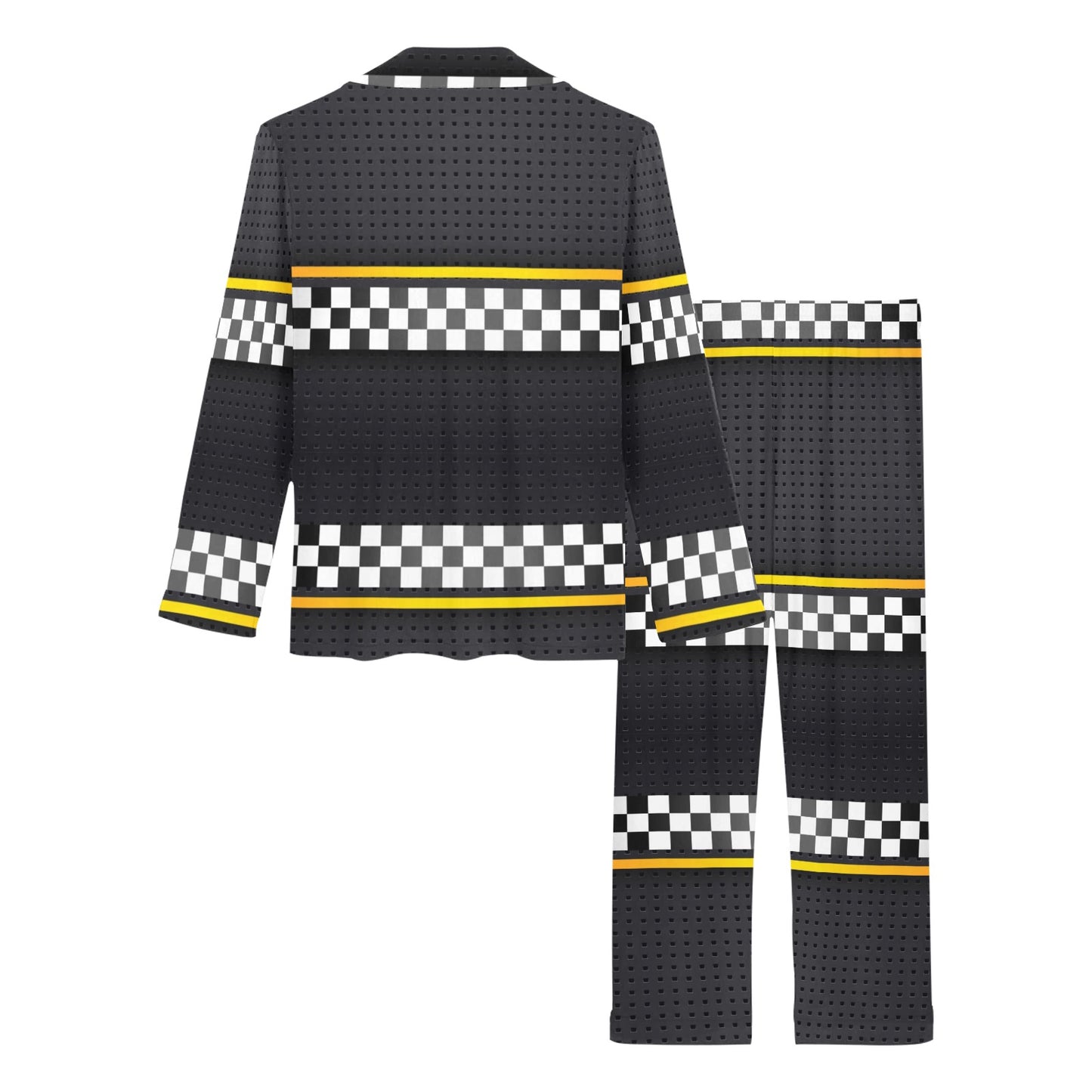 Checkered Flag Yellow Line Style Women's Long Pajama Set
