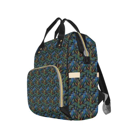 Peacock Themed Design Print Diaper Bag Backpack