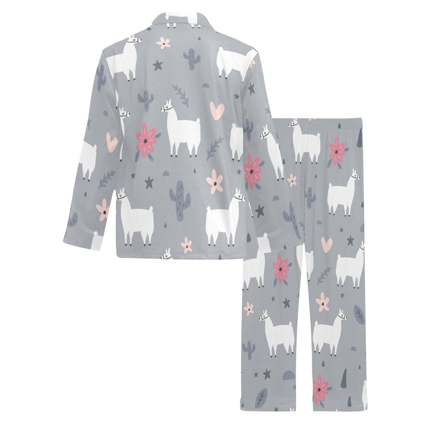 Llama Pattern Print Design 010 Men's Long Pajama Set