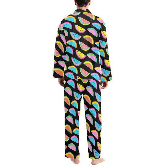 Watermelon Pattern Print Design WM08 Men's Long Pajama Set