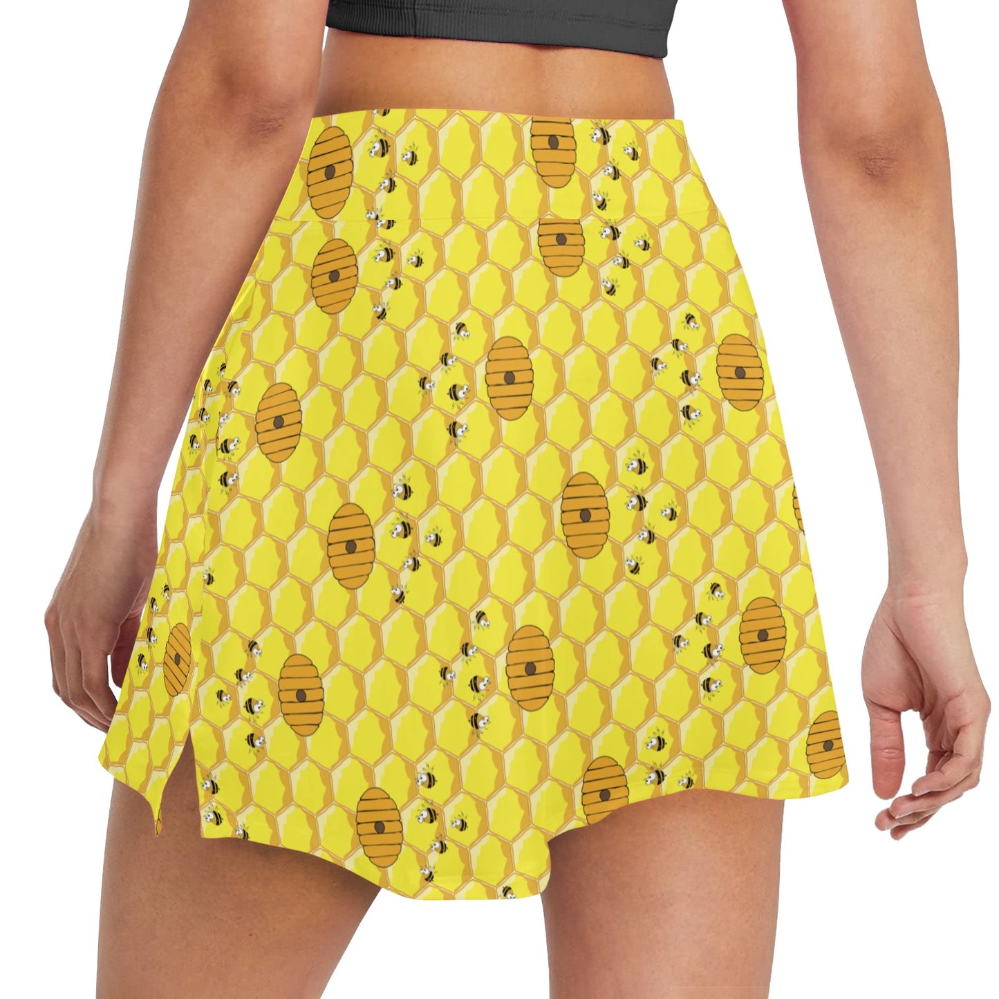 Honey Bee Print Design LKS303 Women's Golf Skirt with Pocket