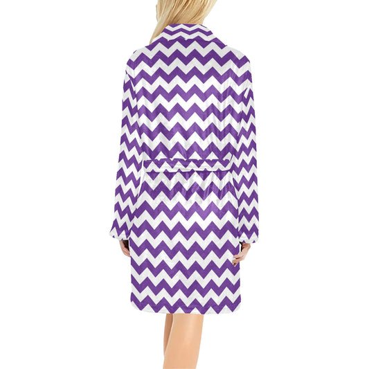 Chevron Purple Pattern Print Design 03 Women's Fleece Robe