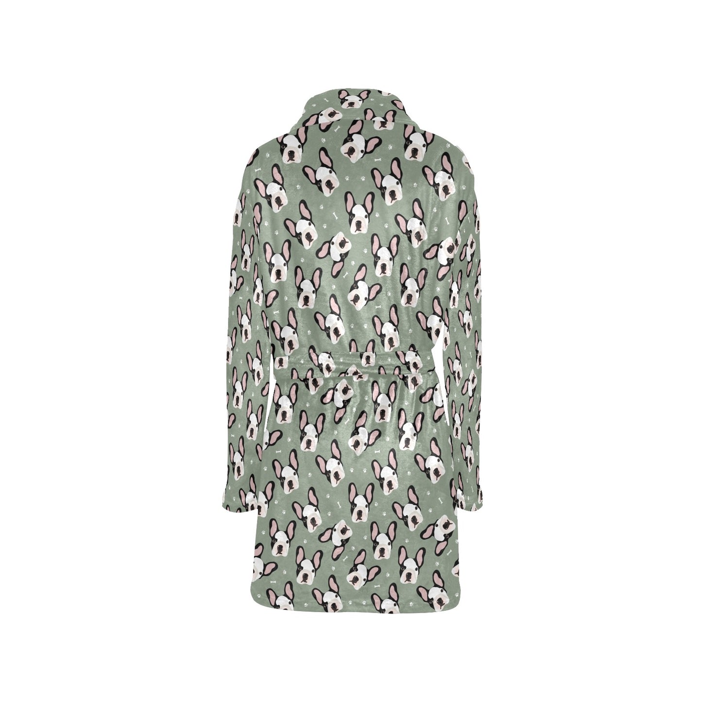 Boston Terrier Pattern Print Design 05 Women's Fleece Robe
