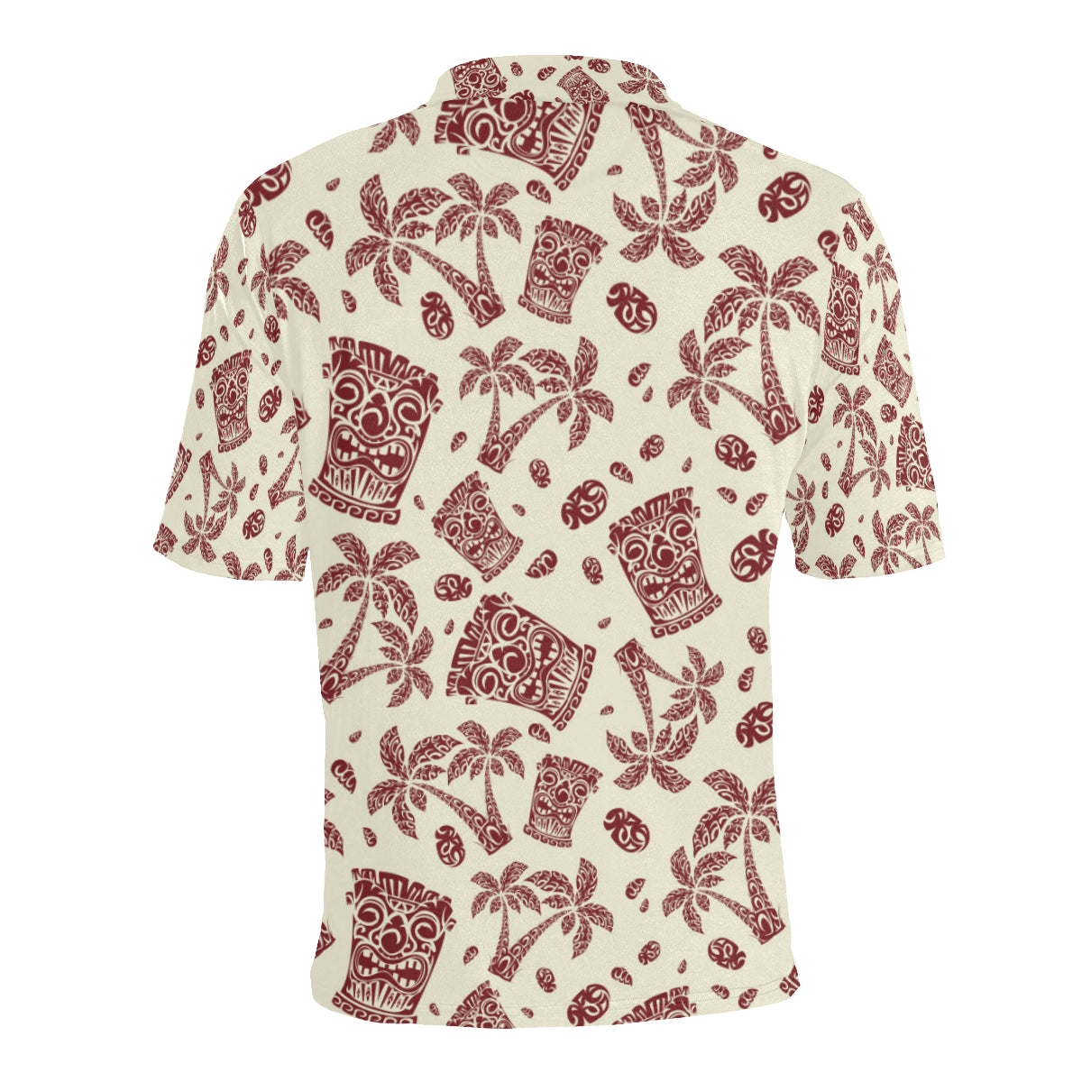 Tiki Tribal Mask Palm Tree Men Polo Shirt