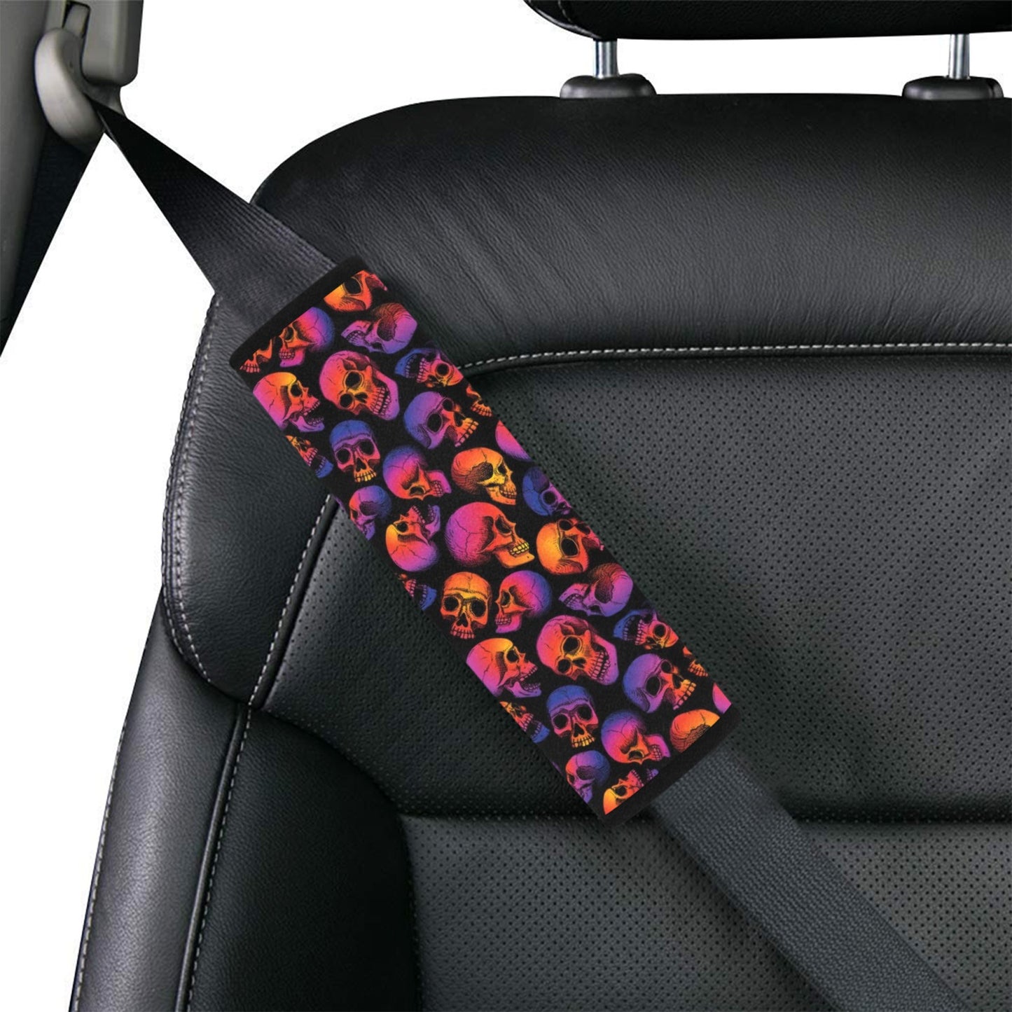 Skull Multicolor Print Design LKS3011 Car Seat Belt Cover