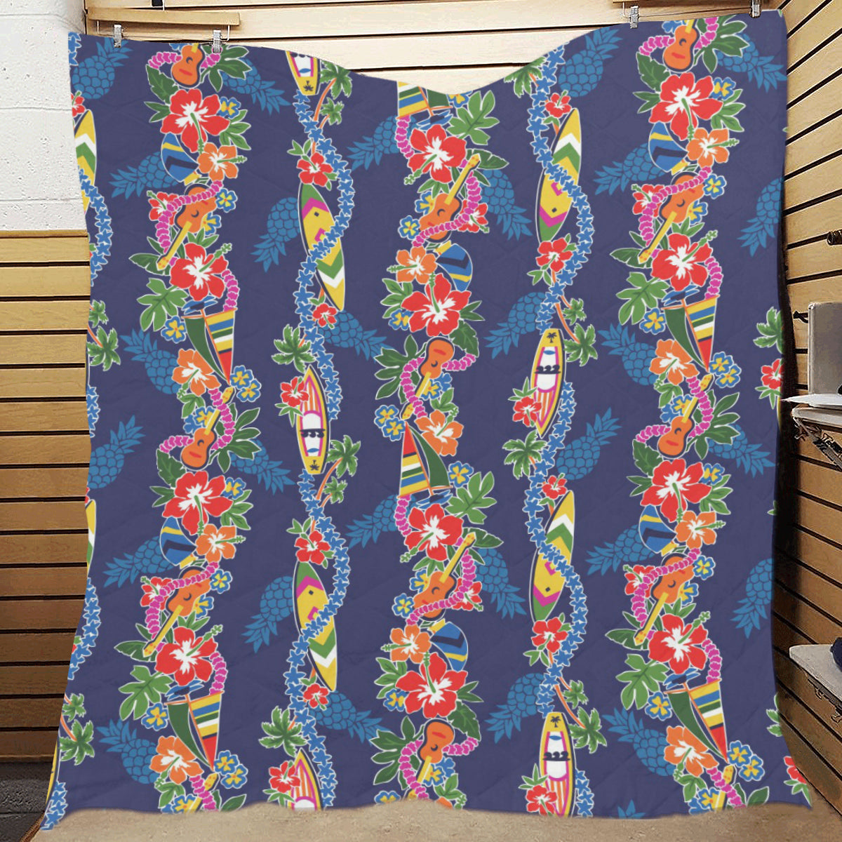Hawaiian Themed Pattern Print Design H04 Premium Quilt