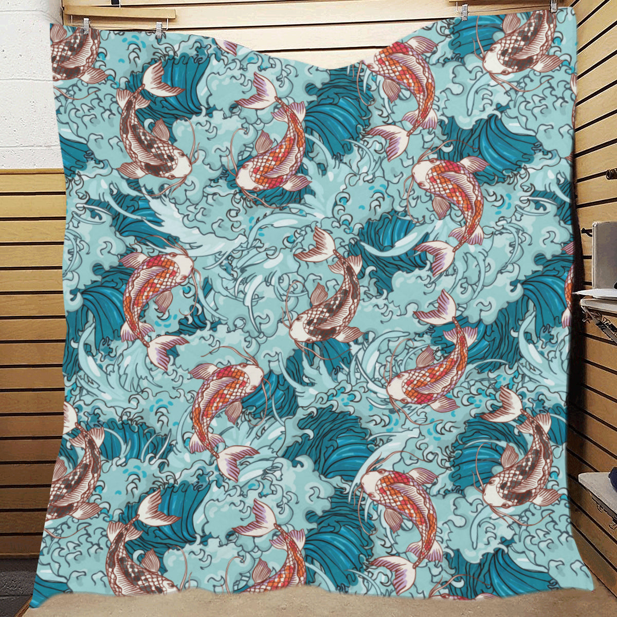 KOI Fish Pattern Print Design 05 Premium Quilt