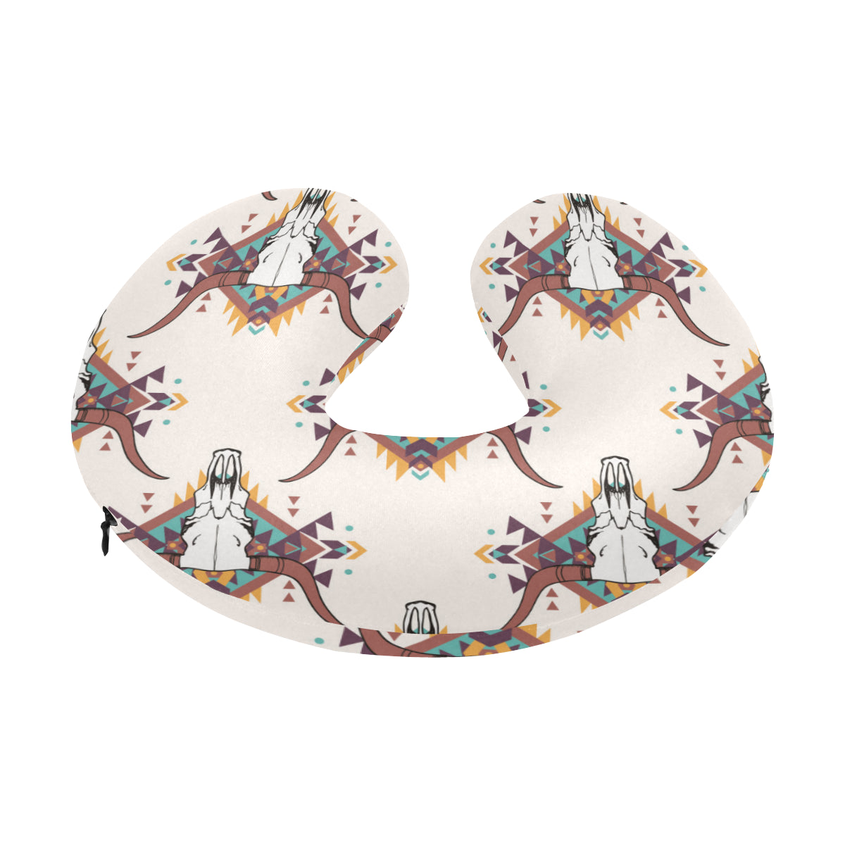Buffalo Head Pattern Print Design 02 U-Shaped Travel Neck Pillow
