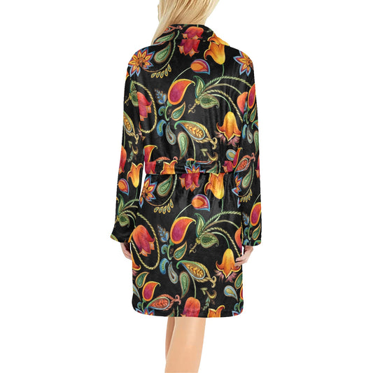 Tulip Boho Pattern Print Design TP09 Women's Fleece Robe