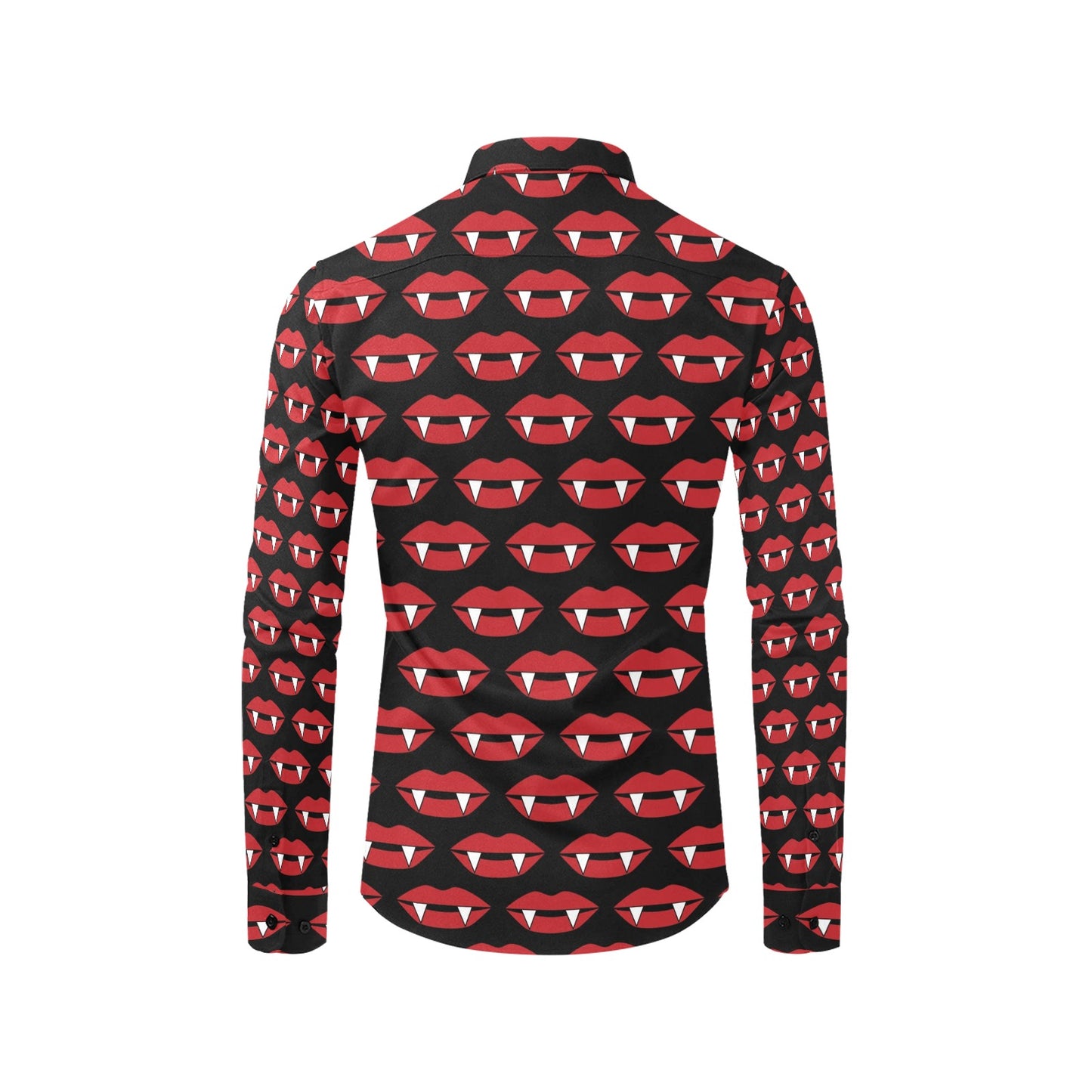Vampire Lips Print Design LKS302 Men's Long Sleeve Dress Shirt